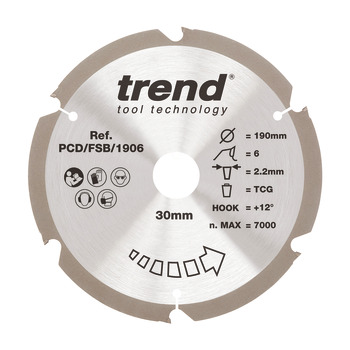 Trend Sawblade PCD 6T 2.2K D190/30x1.6 000.00.554