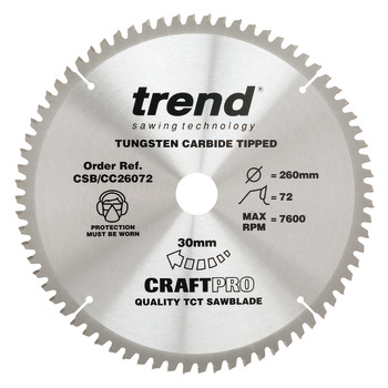 Trend Sawblade Fixing Centres 72T 2.6K D260/30x2.0 002.19.327