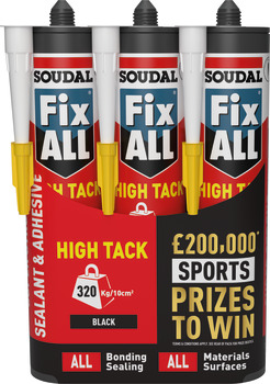 Soudal FixAll Hi-Tk Sealant 290ml Black x3 003.50.760