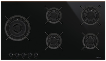 Smeg DSN PV695LCNR Hob Gas/Gls 5Z Black