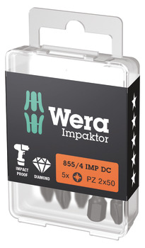 Wera Impaktor Drive Bits 50mm PZ2 x5 006.40.423
