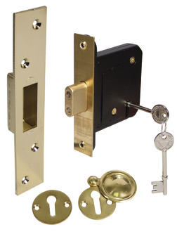 5 Lvr Mortice Deadlock 57/76mm Polished Brass KA