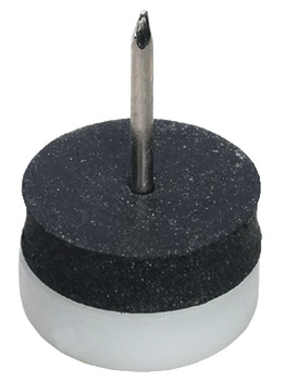 Pin Type Glide D15mm Plastic Wht/Black Rubber