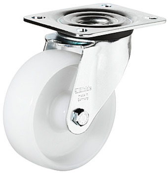 D125mm Castor Swivel without Brake Plastic Galvanised/White