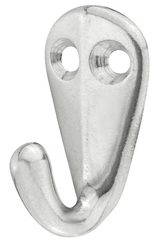 Coat Hook Sgl 2H 19x28x38x8mm Aluminium Polished - view 2