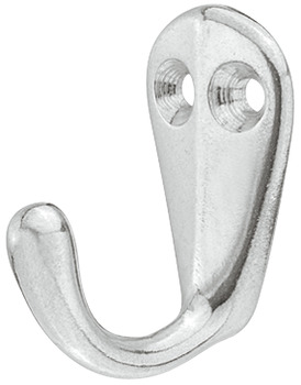 Coat Hook Sgl 2H 21x33x40x9mm Aluminium Polished