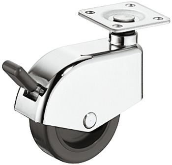 D50mm Enc.Castor Swivel with Brake Plastic Chrome