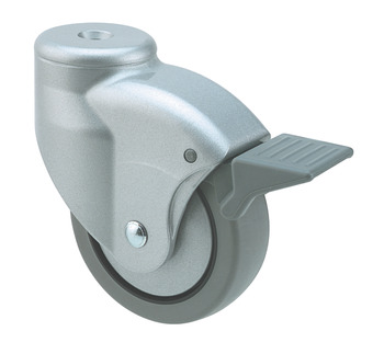 D80mm Castor Swivel with Brake Pin Silver