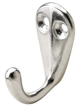 Coat Hook Sgl 2H 19x28x38x8mm Aluminium Polished
