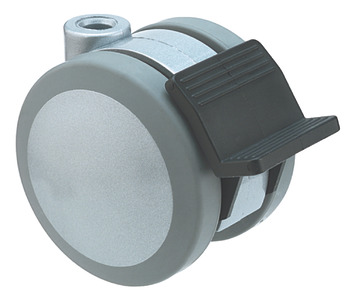 D75mm Twin Castor Swivel with Brake Pin Silver