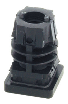 Square Plug 25x25mm w M10 Int Thr Plastic Black