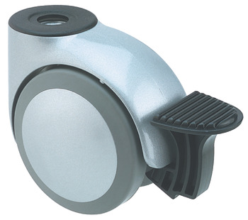 D75mm Twin Castor Swivel with Brake Pin Silver