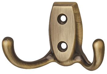 Coat Hook Dbl 76x46x20mm Zinc Alloy Brz Bru