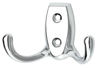 Coat Hook Dbl 76x46x20mm Zinc Alloy Polished Chrome Plt