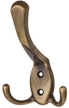 Hat+Coat Hook 75x123x20mm Zinc Alloy Brz Bru