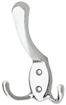Hat+Coat Hook 75x123x20mm Zinc Alloy Polished Chrome Plt