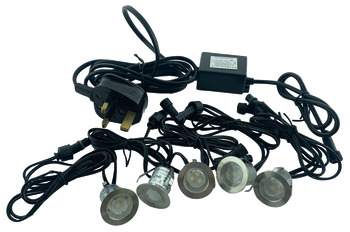 LED Plinth Lgt Set D30mm 5x12V/5W Wht