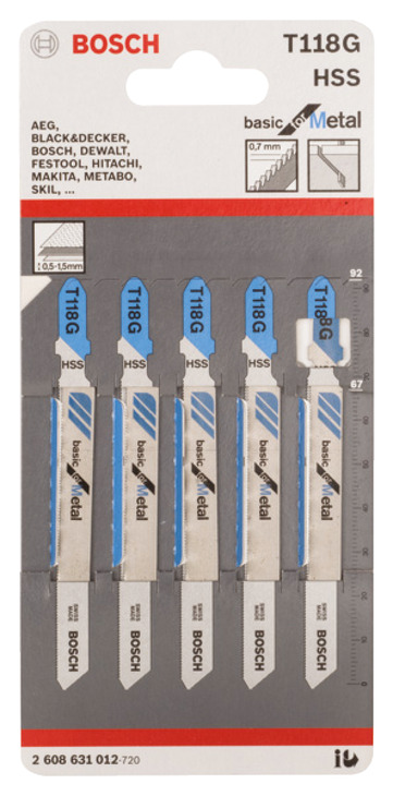 Bosch Jigsaw Blades T118G HSS x5 - view 2
