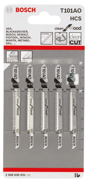 Bosch Jigsaw Blades T101AO HCS x5 - view 2