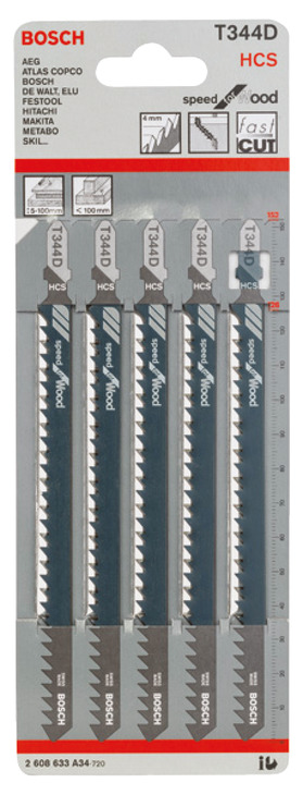 Bosch Jigsaw Blades T344D HCS x5 - view 2