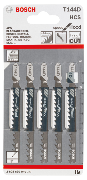 Bosch Jigsaw Blades T144D HCS x5 - view 2
