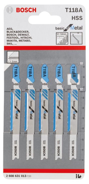 Bosch Jigsaw Blades T118A HSS x5 - view 2
