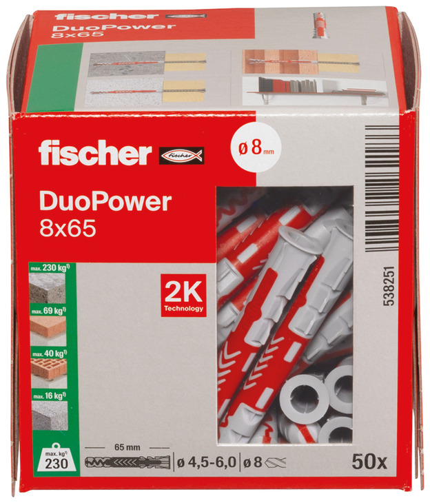 Fischer Duopower WallPlug L D8x65mm x50 - view 6