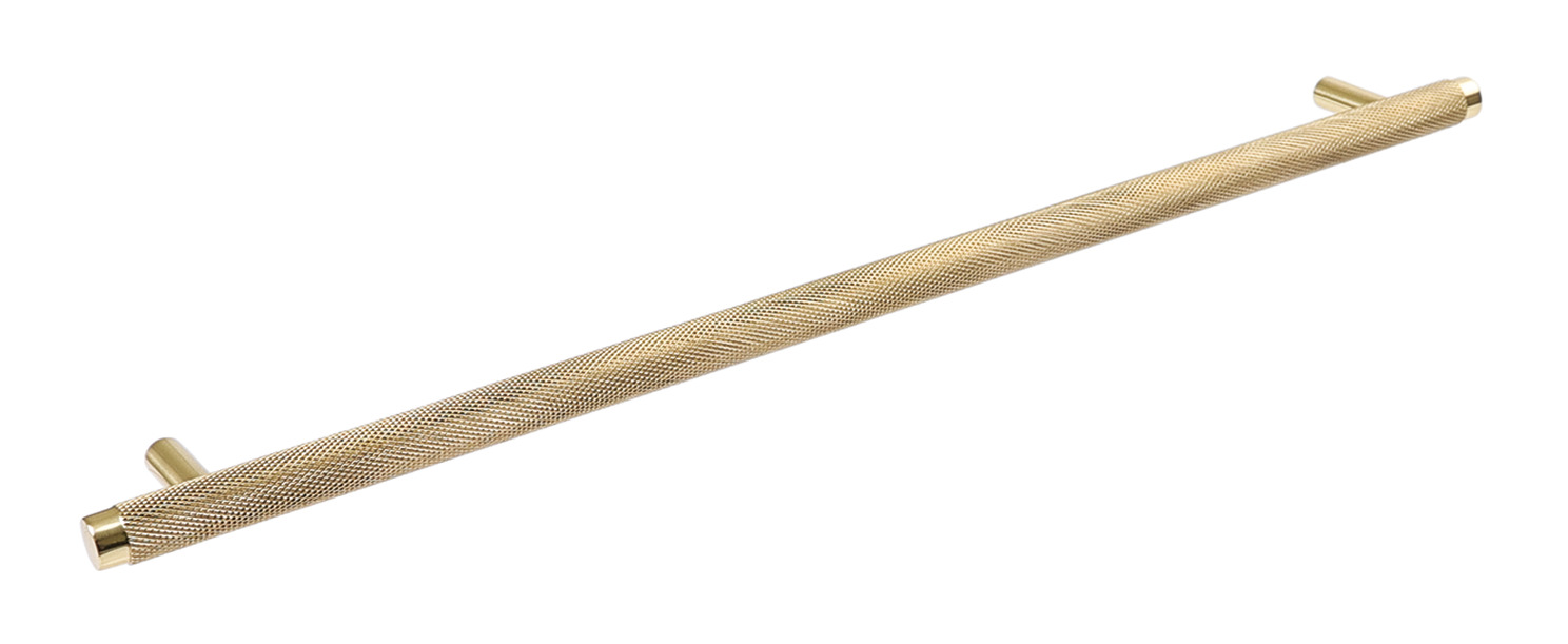 Hendrix Knurl Brs Pull Handle 320mm Fixing Centres Polished Brass