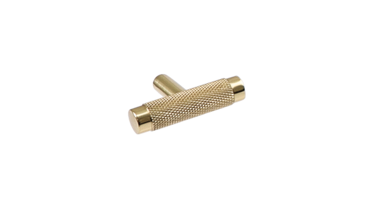 Hendrix Knurl Brs T Knob Polished Brass 100.01.411
