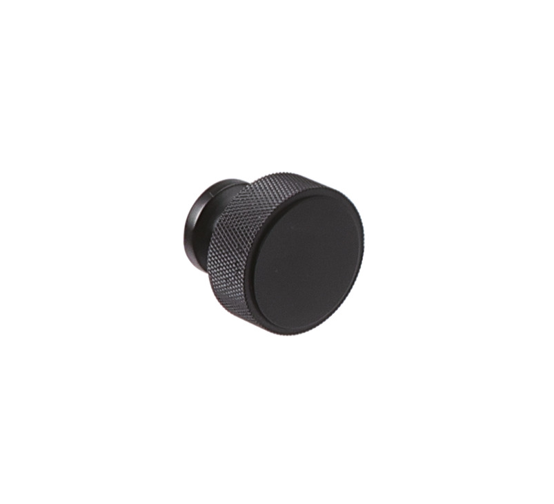 Hendrix Knurl Brs Round Knob D38mm Black 100.01.413