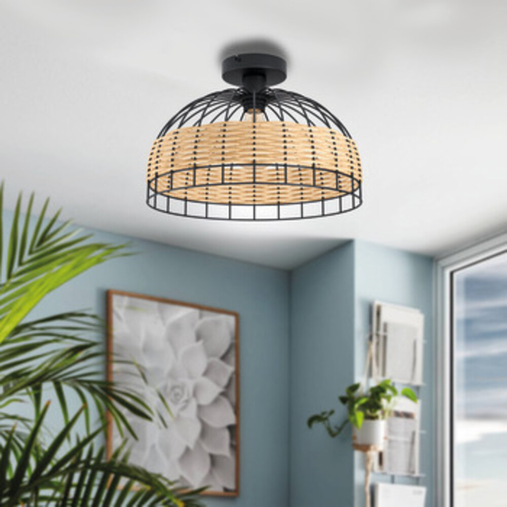 Eglo Amwick CL D380 1x60W E27 Black/Rattan