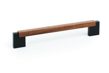 Duo Mini D Handle Aluminium Lava/Walnut 160mm Fixing Centres