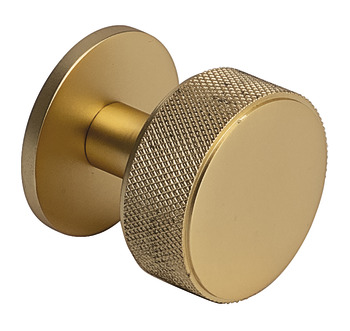 Harlington Round Knob Steel Sat Brs D38mm