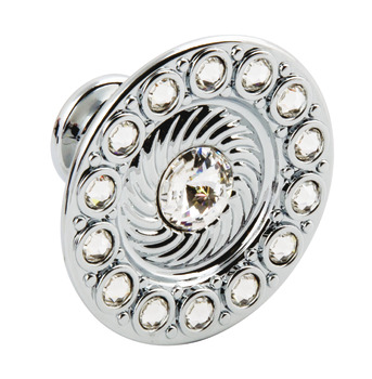 Diamond Knob Swarovski Zinc Alloy Polished Chrome D45mm