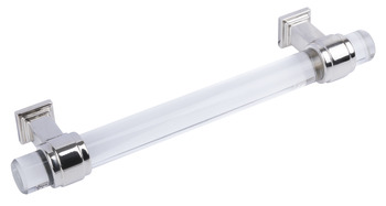 Glacio Pull Handle Zinc/Gls Clr/Nickel 160mmcc