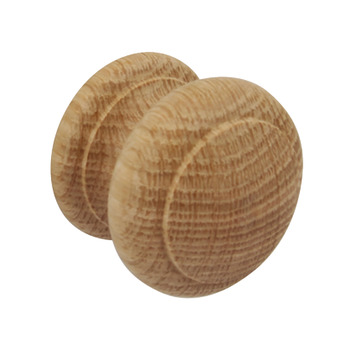 Turned EndGrain Knob Unfin Oak D44x39mm