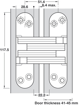 218 Soss Hinge 41-45mm Zinc Alloy Body Stainless Steel Links