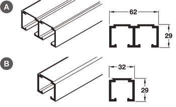 Hafele System 9 IF Top Trk Dbl 3m SAA