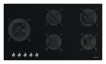 Smeg Cls PV395LN Hob Gas/Gls 5Z Black