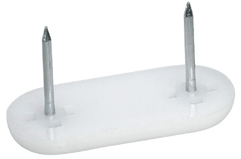 Pin Type Glide 44x16mm w 2 Nails Plastic Wht