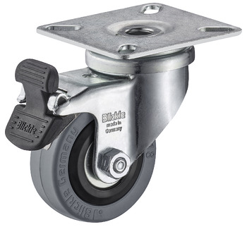 D50mm Castor Swivel with Brake Plastic Galvanised