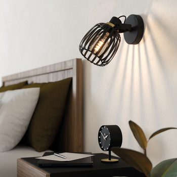 Eglo Girona IP20 WL 1x40W E27 Black/B.Brs