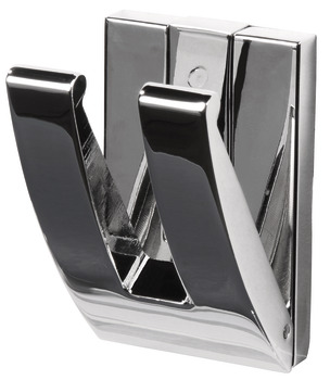 Coat Hook Dbl 22mm Fixing Centres Zinc Alloy Chrome Gloss