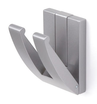 Coat Hook Dbl 22mm Fixing Centres Zinc Alloy Silver Matte