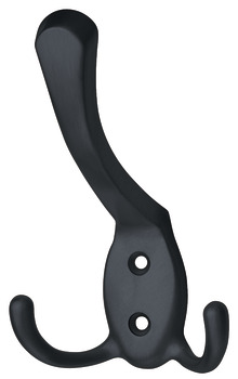 Hat+Coat Hook 75x123x20mm Zinc Alloy M.Black