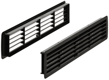 Door Ventilation Grille Rectangle 457x92mm Plastic Black