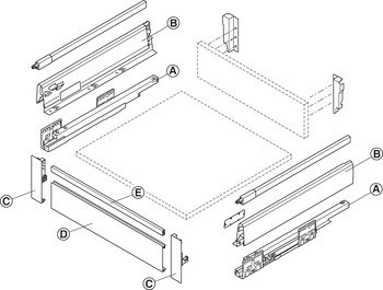 MXS Internal Drawer Fnt Brkts 84mm Plastic Wht 552.70.892