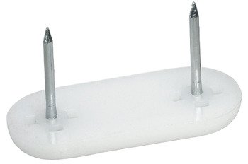 Pin Type Glide 44x18mm w 2 Nails Plastic Wht 650.05.718