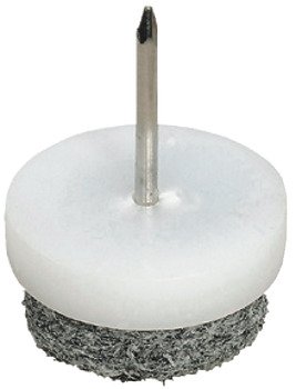 Pin Type Felt Glide D20mm Plastic Wht/Grey 650.20.206