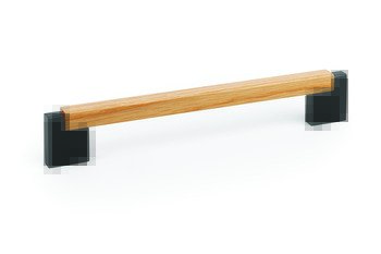 Duo Mini D Handle Aluminium Lava/Oak 160mm Fixing Centres